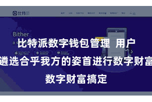 比特派数字钱包管理  用户不错遴选合乎我方的姿首进行数字财富搞定
